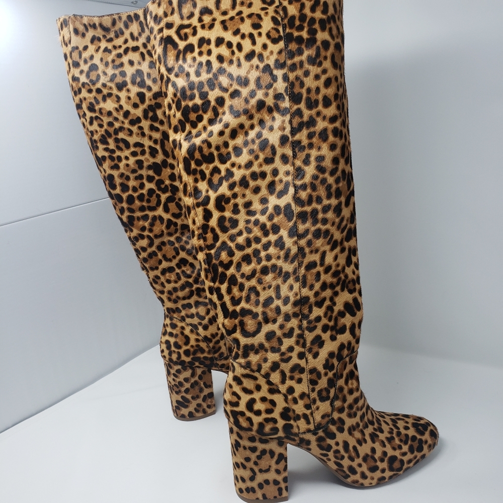Gianni Bini Leather Leopard Print Boots
